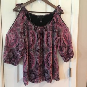 INC Cold Shoulder 3/4 Sleeve Blouse